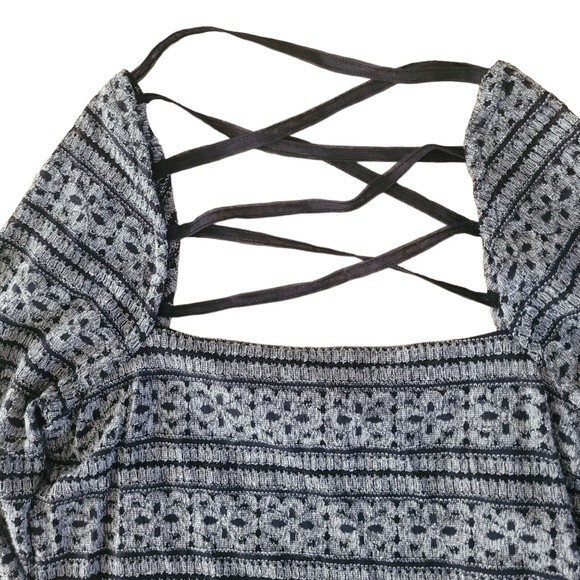 Free People Black and Gray Mini Dress - Picture 4 of 5